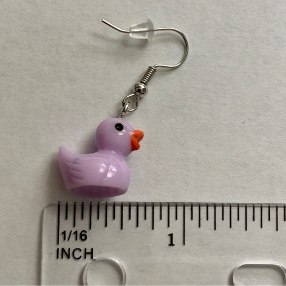 Purple Duck Drop Earrings - Picture 7 of 8